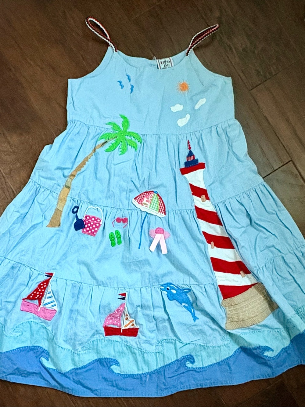 8Y Cotton Kids beach appliqué sundress GUC